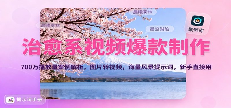 治愈系视频爆款制作,700万播放量案例解析,图片转视频,海量风景提示词,新手直接用网赚项目-副业赚钱-互联网创业-资源整合百读客