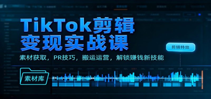 TikTok剪辑变现实战课:素材获取,PR技巧,搬运运营,解锁赚钱新技能网赚项目-副业赚钱-互联网创业-资源整合百读客