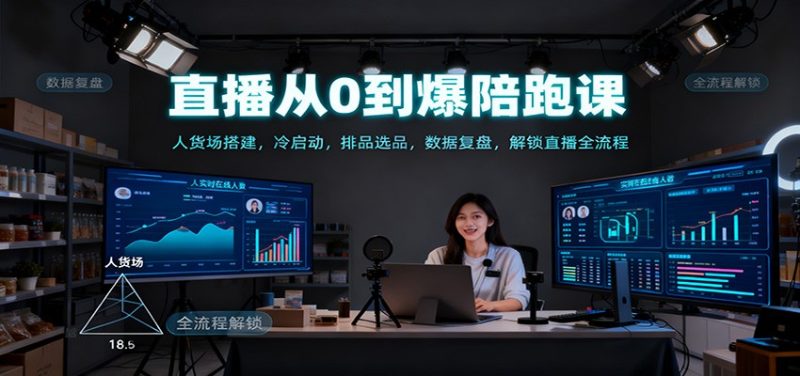 直播从0到爆陪跑课:人货场搭建,冷启动,排品选品,数据复盘,解锁直播全流程网赚项目-副业赚钱-互联网创业-资源整合百读客