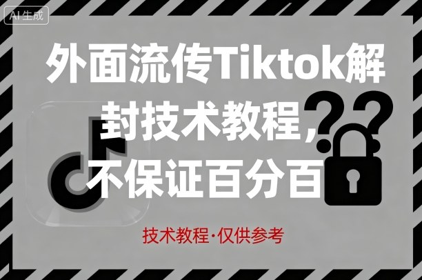 外面流传Tiktok解封技术教程,不保证百分百,具体自测网赚项目-副业赚钱-互联网创业-资源整合百读客