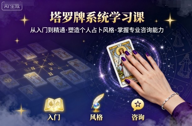 塔罗牌系统学习课,助你从入门到精通,塑造个人占卜风格,掌握专业咨询能力网赚项目-副业赚钱-互联网创业-资源整合百读客