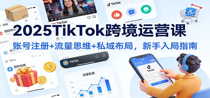 2025TikTok跨境运营课：账号注册+流量思维+私域布局，新手入局指南网赚项目-副业赚钱-互联网创业-资源整合百读客