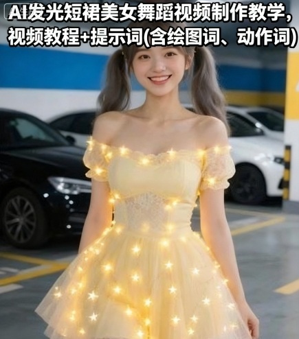 AI发光短裙美女舞蹈视频制作教学,视频教程+提示词(含绘图词、动作词)网赚项目-副业赚钱-互联网创业-资源整合百读客