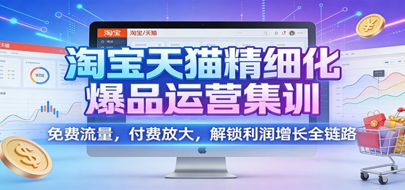 淘宝天猫精细化爆品运营集训：免费流量，付费放大，解锁利润增长全链路网赚项目-副业赚钱-互联网创业-资源整合百读客