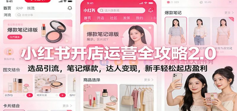 小红书开店运营全攻略2.0：选品引流，笔记爆款，达人变现，新手轻松起店盈利网赚项目-副业赚钱-互联网创业-资源整合百读客
