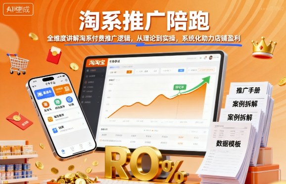 淘系推广陪跑，全维度讲解淘系付费推广逻辑，从理论到实操，系统化助力店铺盈利网赚项目-副业赚钱-互联网创业-资源整合百读客