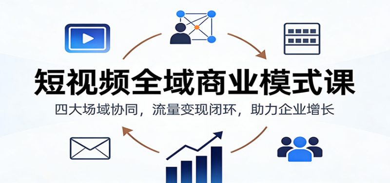 短视频全域商业模式课：四大场域协同，流量变现闭环，助力企业增长网赚项目-副业赚钱-互联网创业-资源整合百读客