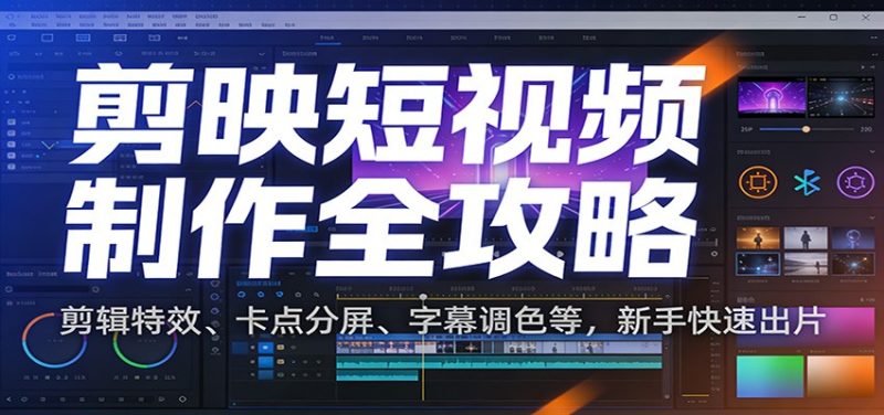 剪映短视频制作全攻略：剪辑特效、卡点分屏、字幕调色等，新手快速出片网赚项目-副业赚钱-互联网创业-资源整合百读客