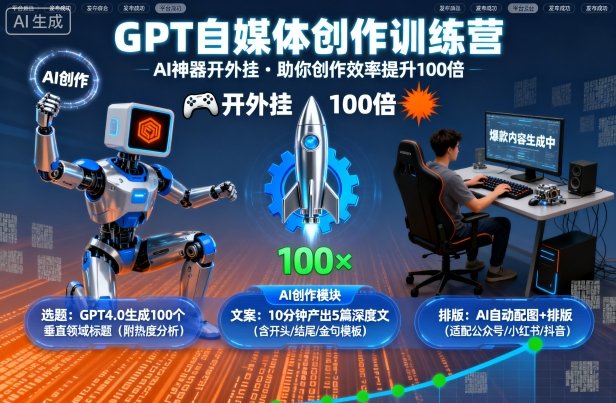 GPT自媒体创作训练营:AI神器开外挂,助你创作效率提升100倍网赚项目-副业赚钱-互联网创业-资源整合百读客