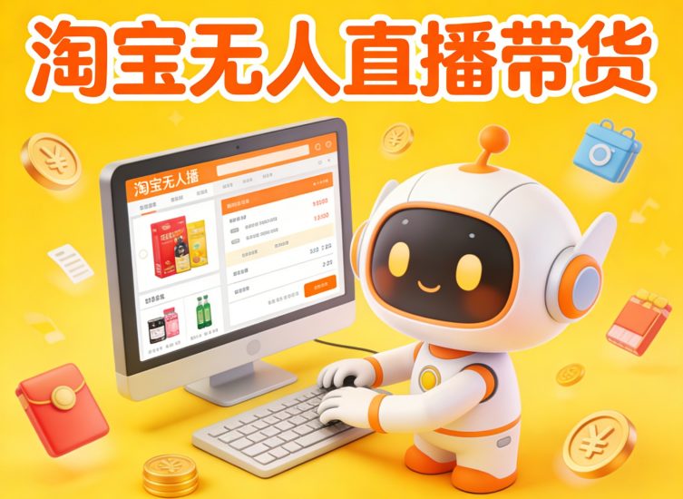 淘宝无人直播带货,24小时自动卖货,月佣金1W+,不违规不封号,不用露脸网赚项目-副业赚钱-互联网创业-资源整合百读客