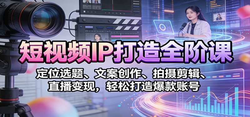 短视频IP打造全阶课:定位选题、文案创作、拍摄剪辑、直播变现,轻松打造爆款账号网赚项目-副业赚钱-互联网创业-资源整合百读客