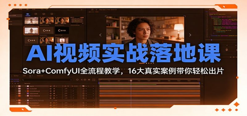 AI视频实战落地课:Sora+ComfyUI全流程教学,16大真实案例带你轻松出片网赚项目-副业赚钱-互联网创业-资源整合百读客
