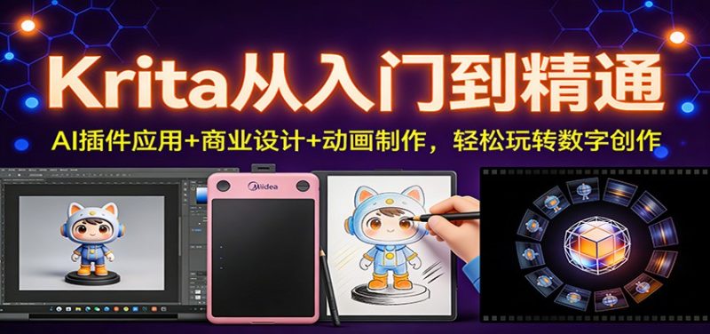 Krita从入门到精通:AI插件应用+商业设计+动画制作,轻松玩转数字创作网赚项目-副业赚钱-互联网创业-资源整合百读客