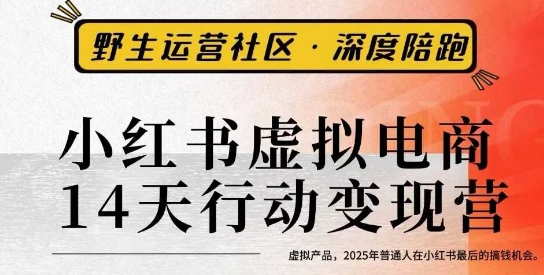 小红书虚拟电商14天变现训练营3.0，​虚拟产品，2025年普通人在小红书最后的搞钱机会网赚项目-副业赚钱-互联网创业-资源整合百读客
