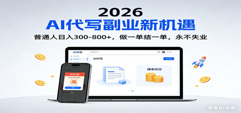 2026 副业首选!AI 代写日入 300-800,普通人0门槛,做一单结一单!网赚项目-副业赚钱-互联网创业-资源整合百读客