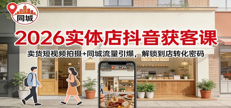 2026实体店抖音获客：卖货短视频拍摄+同城流量引爆，解锁到店转化密码网赚项目-副业赚钱-互联网创业-资源整合百读客