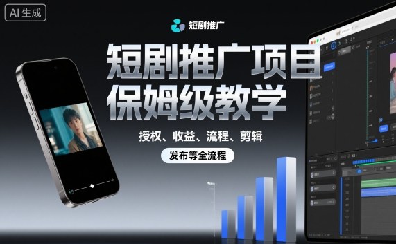 短剧推广项目保姆级教学，授权、收益、流程、剪辑，发布等全流程网赚项目-副业赚钱-互联网创业-资源整合百读客