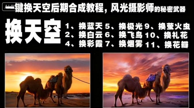 一键换天空后期合成教程,风光摄影师的秘密武器网赚项目-副业赚钱-互联网创业-资源整合百读客