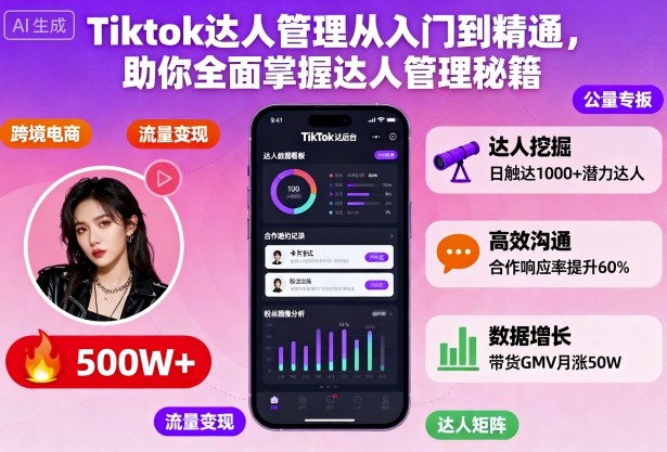 Tiktok达人管理从入门到精通,助你全面掌握达人管理秘籍网赚项目-副业赚钱-互联网创业-资源整合百读客