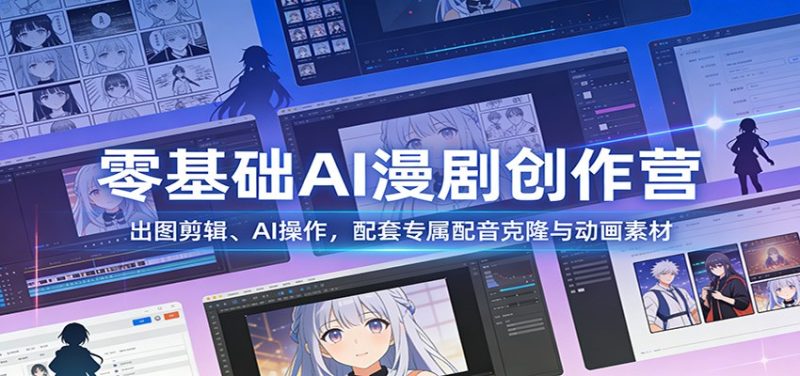零基础AI漫剧创作营：出图剪辑、AI操作，配套专属配音克隆与动画素材网赚项目-副业赚钱-互联网创业-资源整合百读客
