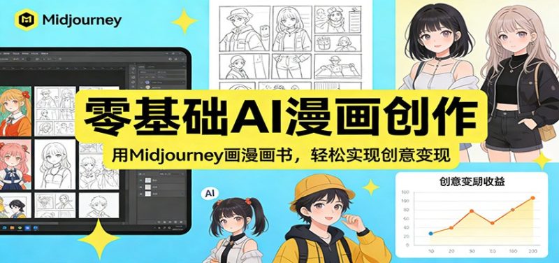 零基础AI漫画创作：用Midjourney画漫画书，轻松实现创意变现网赚项目-副业赚钱-互联网创业-资源整合百读客