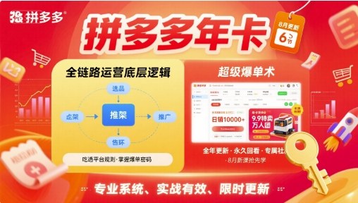 拼多多年卡，拼多多全链路运营底层逻辑，超级爆单术【更新10月】网赚项目-副业赚钱-互联网创业-资源整合百读客