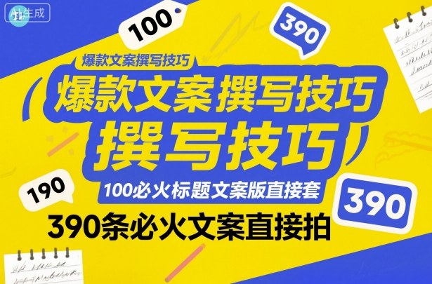 爆款文案撰写技巧，100个必火标题文案模版直接套，390条必火文案直接拍网赚项目-副业赚钱-互联网创业-资源整合百读客