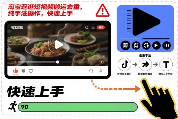 淘宝逛逛短视频搬运去重，纯手法操作，快速上手网赚项目-副业赚钱-互联网创业-资源整合百读客