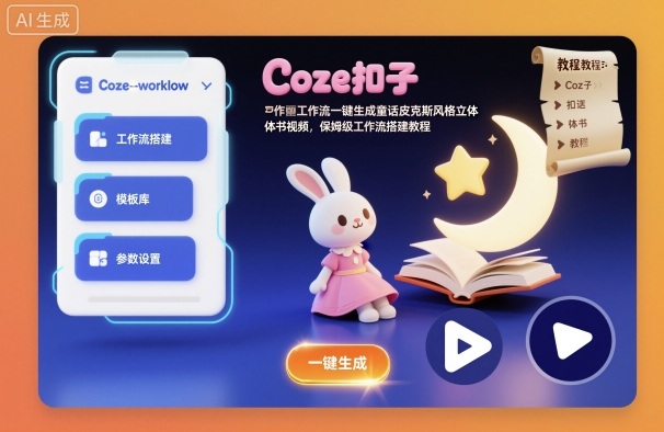 Coze扣子工作流一键生成童话皮克斯风格立体书视频，保姆级工作流搭建教程网赚项目-副业赚钱-互联网创业-资源整合百读客