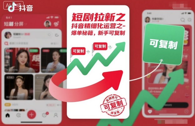 短剧拉新之抖音精细化运营之爆单秘籍,新手可复制网赚项目-副业赚钱-互联网创业-资源整合百读客