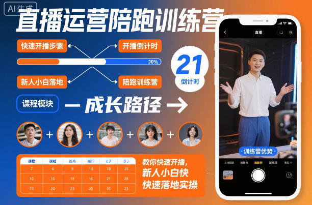 直播运营陪跑训练营,教你快速开播,新人小白快速落地实操网赚项目-副业赚钱-互联网创业-资源整合百读客