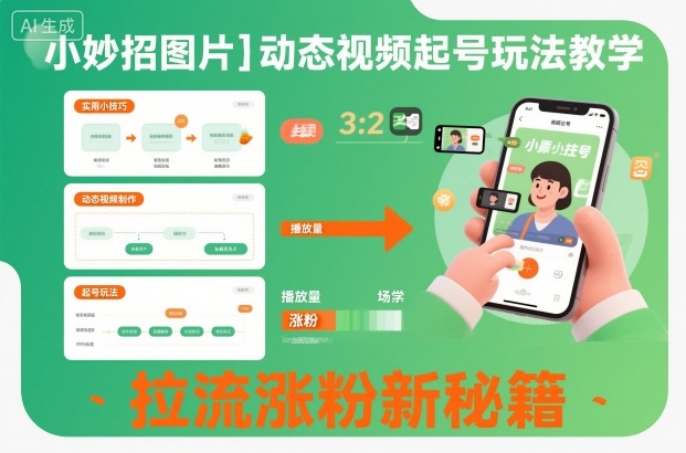 小妙招图片+动态视频起号玩法教学,拉流涨粉新秘籍网赚项目-副业赚钱-互联网创业-资源整合百读客