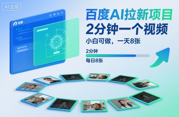 百度AI拉新项目，2分钟一个视频，小白可做，一天8张【附案例+保姆级教程】网赚项目-副业赚钱-互联网创业-资源整合百读客