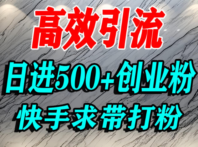 怎么打创业粉？快手求带视角精准引流创业粉，宝妈、学生群体日进500+精准流量网赚项目-副业赚钱-互联网创业-资源整合百读客