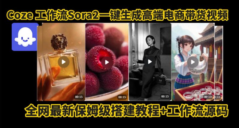 coze智能体sora2一键生成电商带货高端视频工作流保姆级拆解教程,无需剪辑,无需拍摄网赚项目-副业赚钱-互联网创业-资源整合百读客