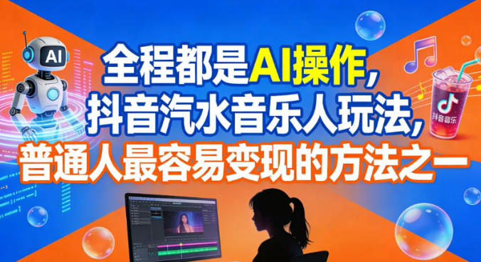 全程都是AI操作，抖音汽水音乐人玩法，普通人最容易变现的方法之一网赚项目-副业赚钱-互联网创业-资源整合百读客
