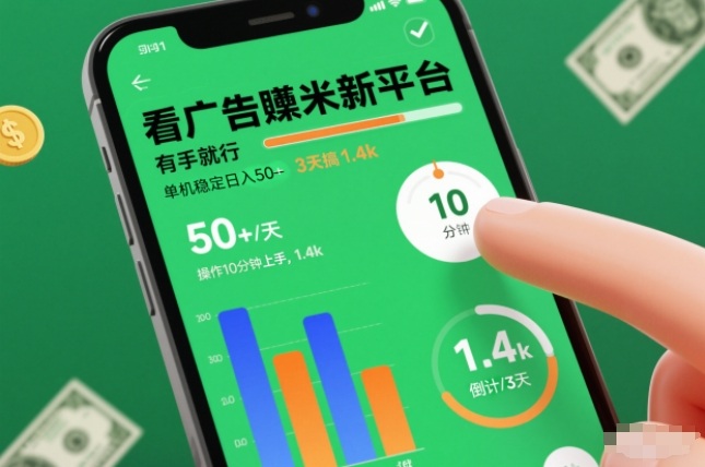 看广告賺米新平台,有手就行,单机稳定日入50+,操作10分钟上手,3天搞了1.4k网赚项目-副业赚钱-互联网创业-资源整合百读客