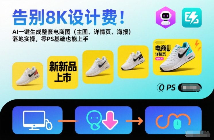 告别8K设计费！AI一键生成整套电商图（主图、详情页、海报）落地实操，零PS基础也能上手网赚项目-副业赚钱-互联网创业-资源整合百读客