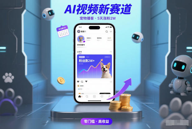 AI视频新赛道，宠物播客仅注册5天涨粉2W，收益非常可观网赚项目-副业赚钱-互联网创业-资源整合百读客