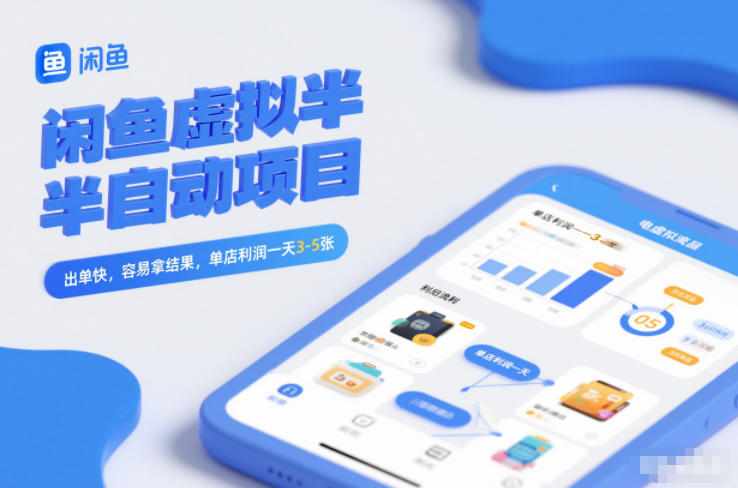 闲鱼虚拟半自动项目，出单快，容易拿结果，单店利润一天3-5张网赚项目-副业赚钱-互联网创业-资源整合百读客