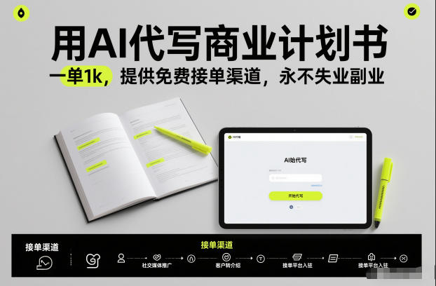 用AI代写商业计划书，一单1k，提供免费接单渠道，永不失业副业网赚项目-副业赚钱-互联网创业-资源整合百读客