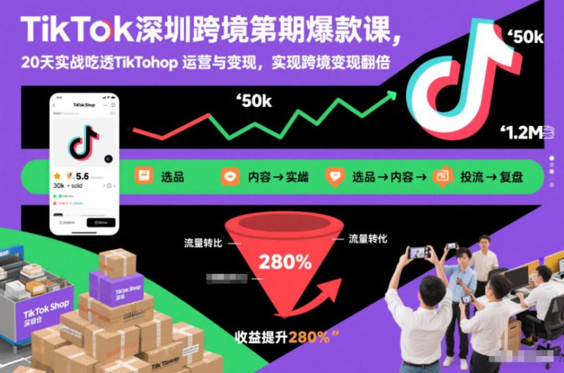 TikTok深圳跨境第2期爆款课,20天实战吃透TikTok Shop运营与变现,实现跨境变现翻倍网赚项目-副业赚钱-互联网创业-资源整合百读客