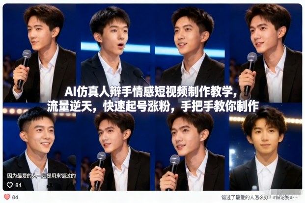 AI仿真人辩手情感短视频制作教学，流量逆天，快速起号涨粉，手把手教你制作网赚项目-副业赚钱-互联网创业-资源整合百读客