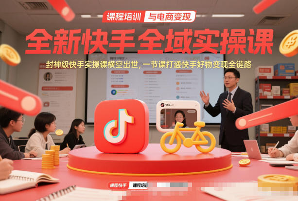 全新快手全域实操课,封神级快手实操课横空出世,一节课打通快手好物变现全链路网赚项目-副业赚钱-互联网创业-资源整合百读客