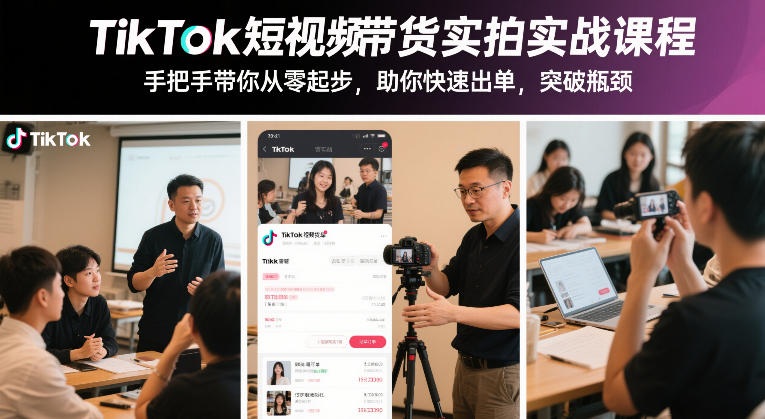 TikTok短视频带货实拍实战课程，手把手带你从零起步，助你快速出单，突破瓶颈网赚项目-副业赚钱-互联网创业-资源整合百读客