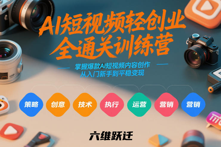 AI短视频轻创业全通关训练营,掌握爆款AI短视频内容创作,从入门新手到平稳变现的六维跃迁网赚项目-副业赚钱-互联网创业-资源整合百读客