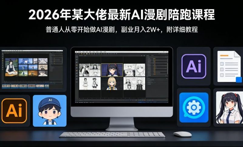 26年某大佬最新Ai漫剧陪跑课程,普通人从零开始做AI漫剧,副业月入2W+网赚项目-副业赚钱-互联网创业-资源整合百读客