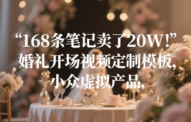 168条笔记卖了20W！婚礼开场视频定制模板，小众虚拟产品网赚项目-副业赚钱-互联网创业-资源整合百读客