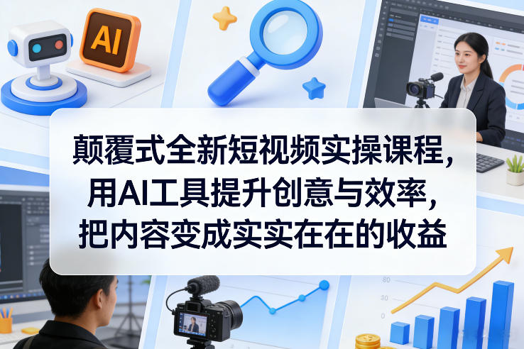 颠覆式全新短视频实操课程,用AI工具提升创意与效率,把内容变成实实在在的收益网赚项目-副业赚钱-互联网创业-资源整合百读客