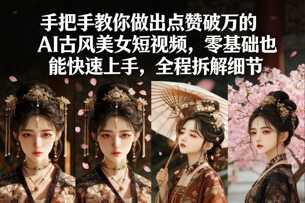 手把手教你做出点赞破万的AI古风美女短视频，零基础也能快速上手，全程拆解细节网赚项目-副业赚钱-互联网创业-资源整合百读客